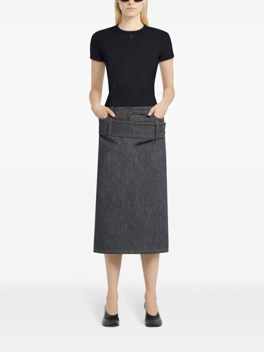 Courrèges Fitted Mesh T-Shirt With Textured Appearance