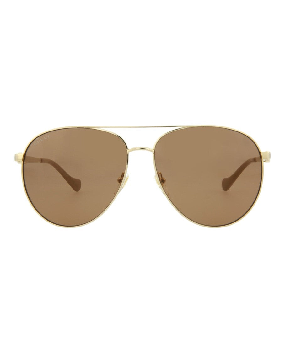 Gucci Aviator-Frame Metal Sunglasses
