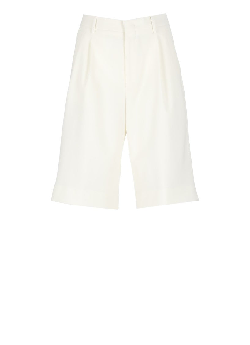 Tagliatore Ivory Virgin Wool Blend Shorts
