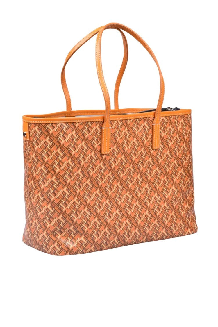 Tommy Hilfiger Woven Textured Tote Bag With Glossy Finish
