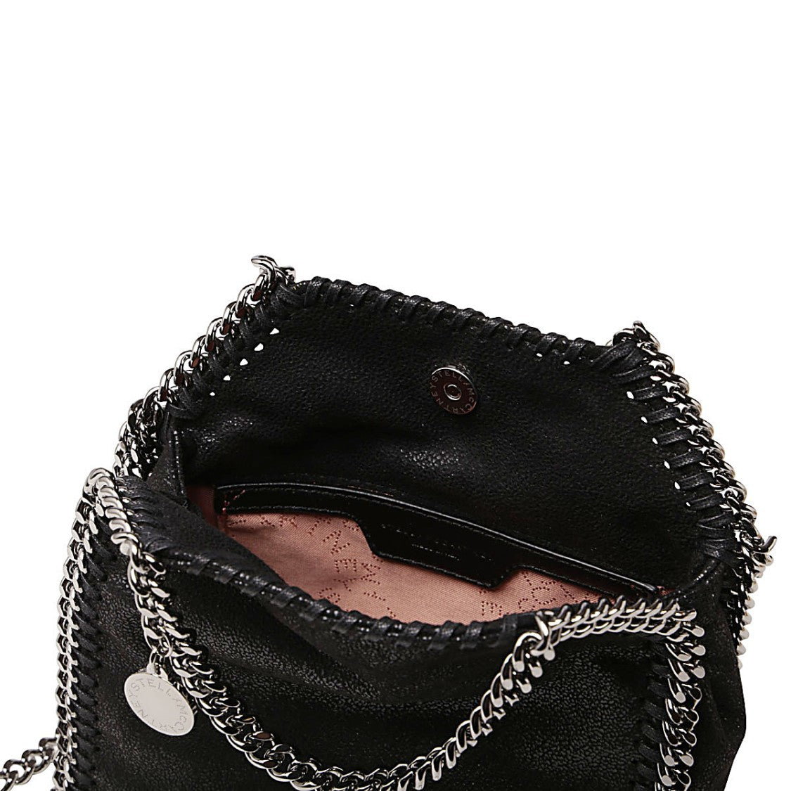 Stella Mccartney Pebbled Black Faux Leather Tiny Falabella Tote Bag