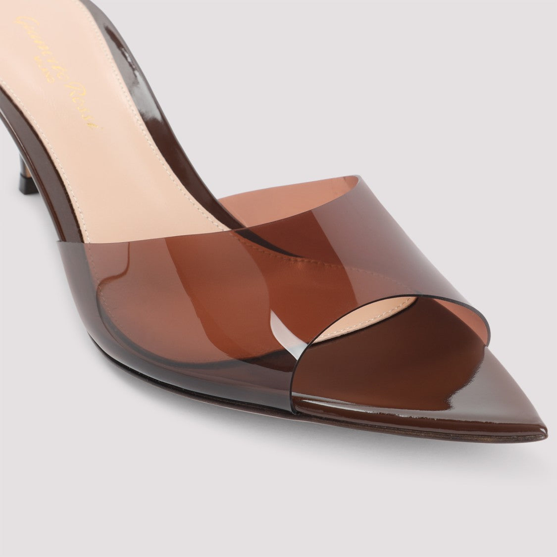 Gianvito Rossi Elle 55 Brown Patent Leather Mules