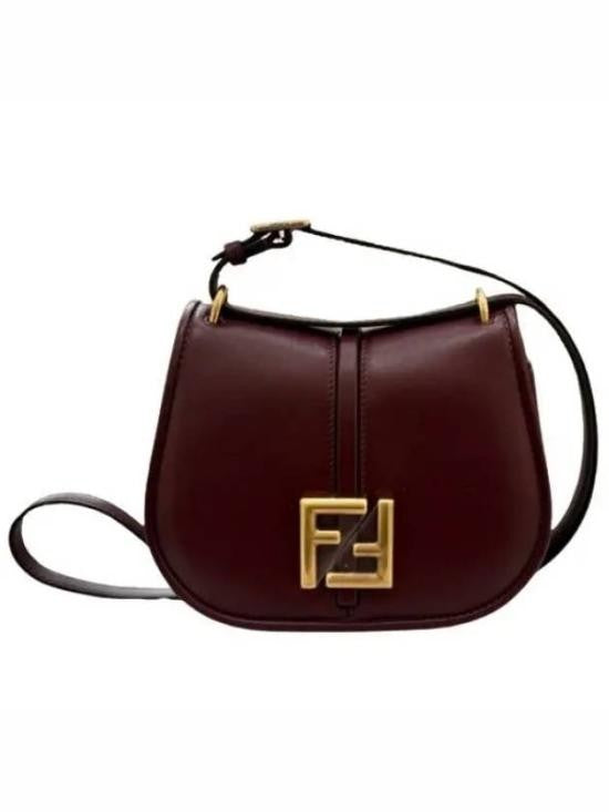 Fendi Structured Crossbody Bag With Prominent Gold-Tone Logo