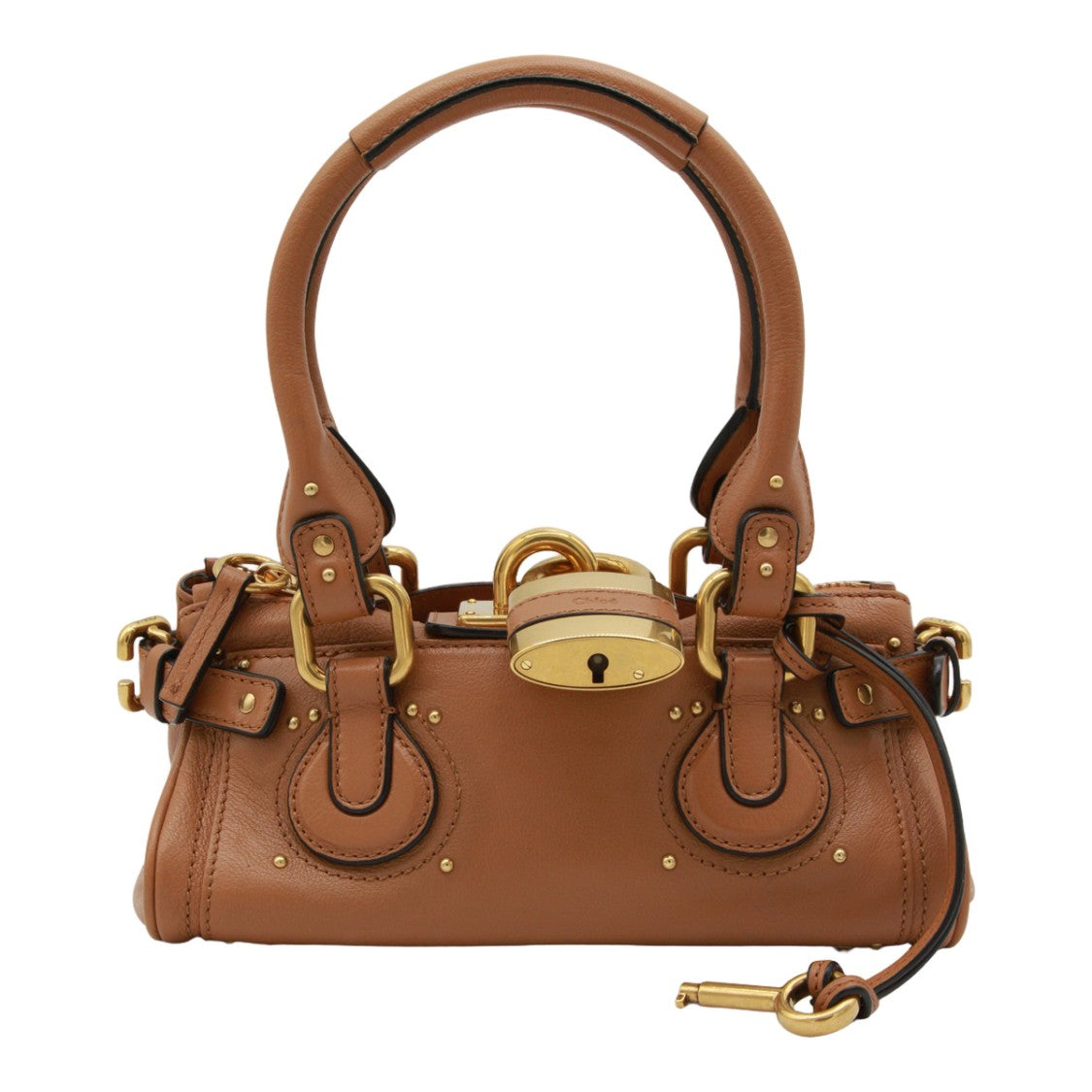Chloé Structured Brown Leather Handbag With Gold-Tone Hardware