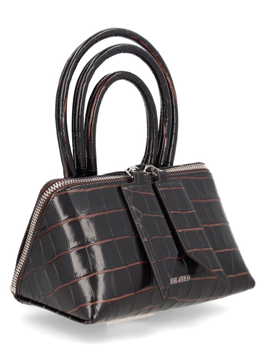 The Attico Mini Friday Crocodile Embossed Shoulder Bag