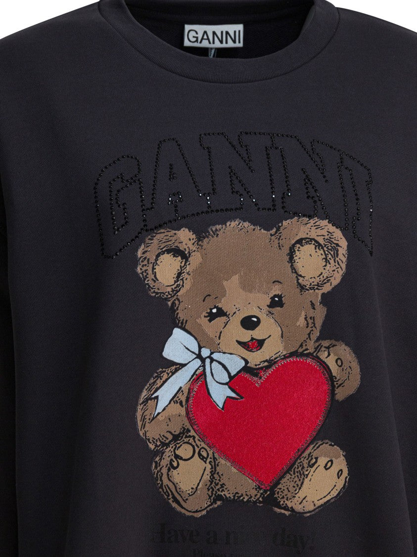 Ganni "Bear" Embellished Crewneck Sweatshirt