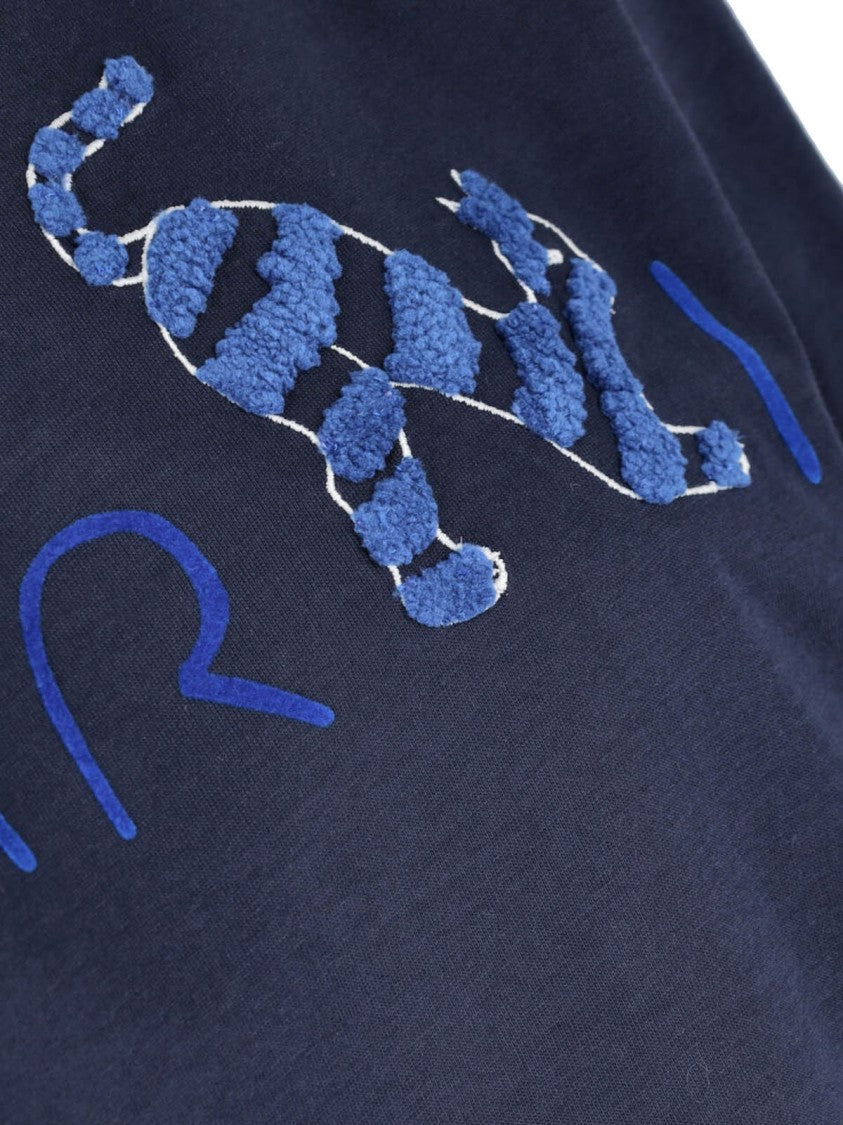 Marni "Animal Aphabet" Logo T-Shirt In Blue Cotton
