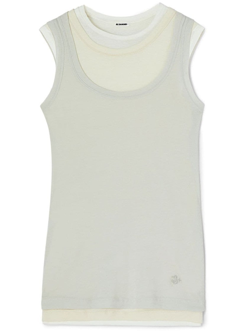 Jil Sander Layered Smooth Cotton Tank Top