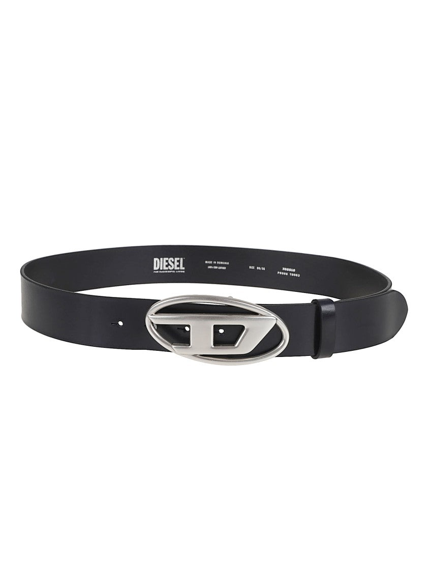Diesel Black Vegetable-Tanned Leather Belt