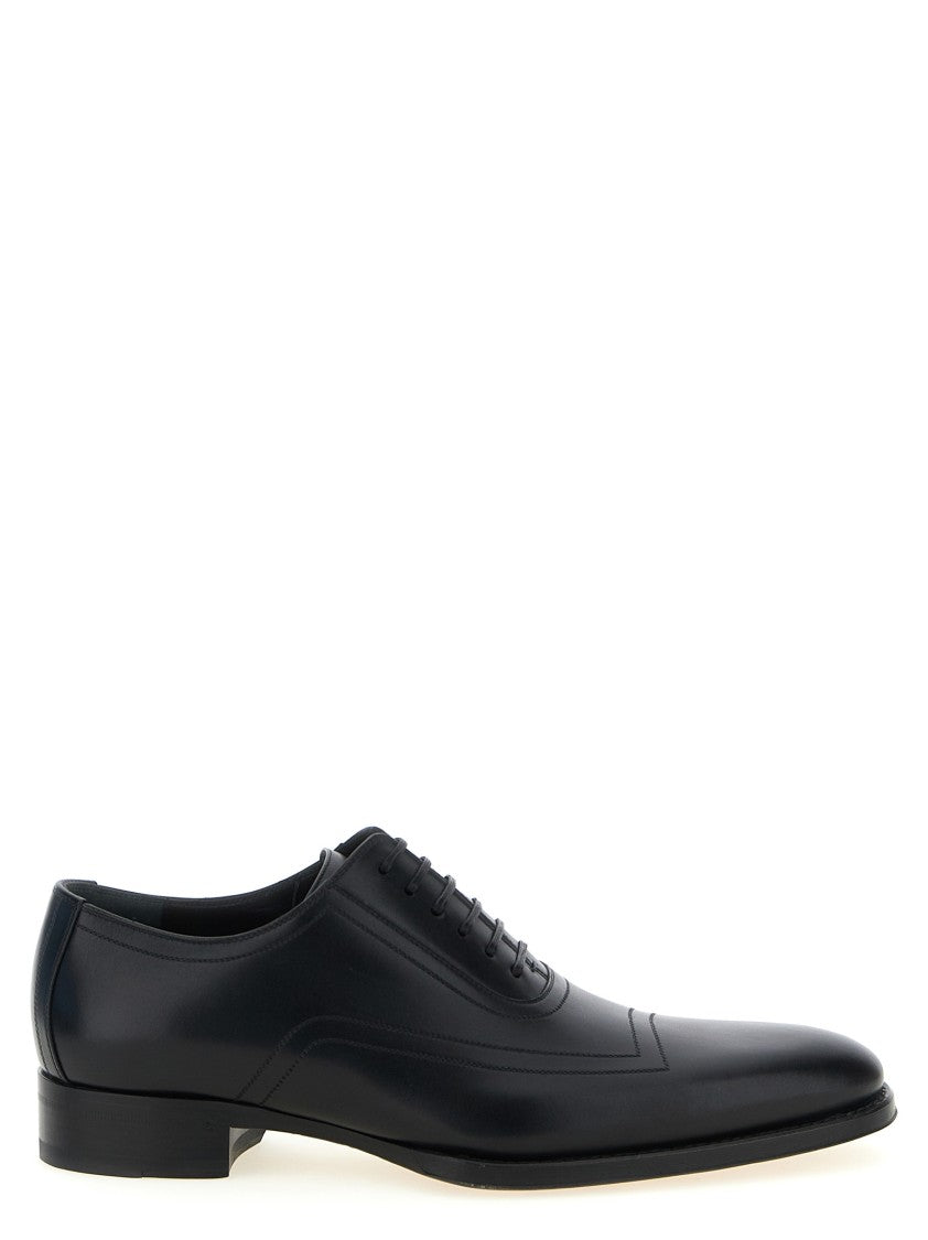 Gucci Lace-Up Leather Shoes With Engraved Gg Logo