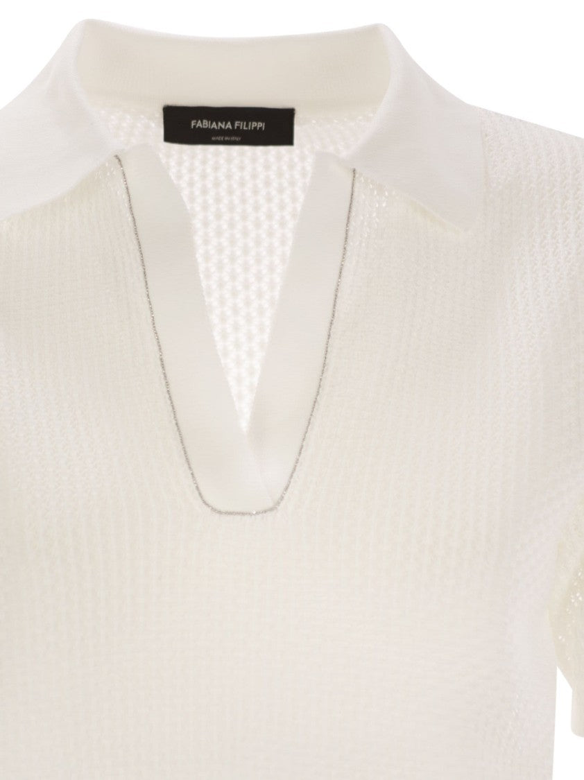 Fabiana Filippi Polo Shirt With Diamond Thread