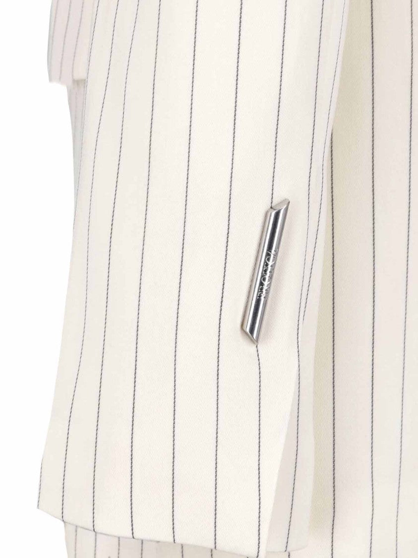 Dondup White Gessato Wool Pinstripe Blazer
