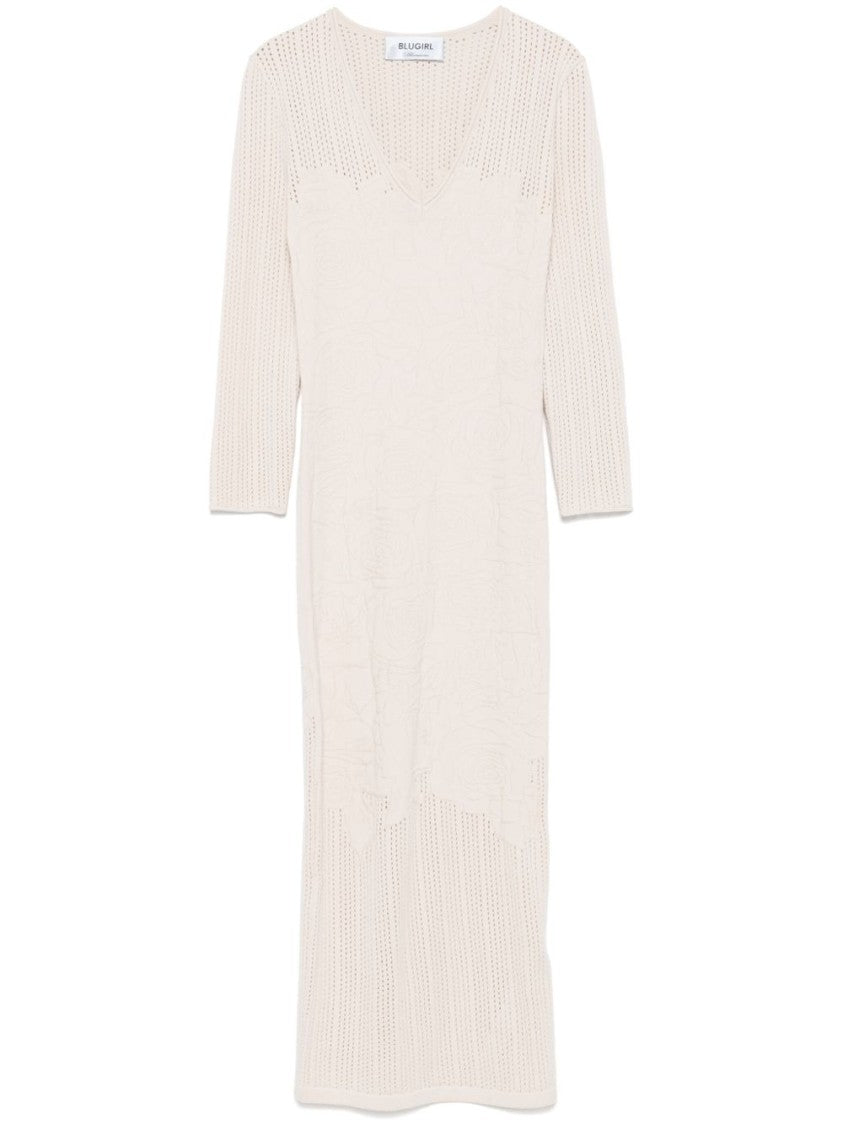 Blugirl Ecru Knitted Midi Dress