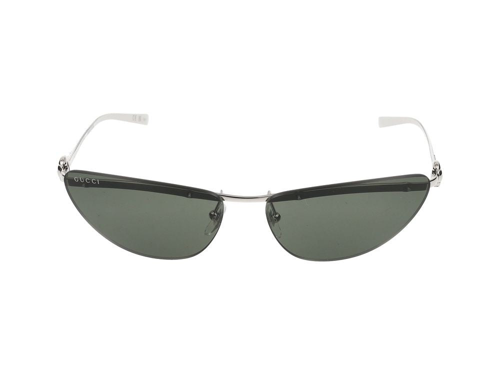 Gucci Silver Semi-Rimless Cat-Eye Metal Sunglasses