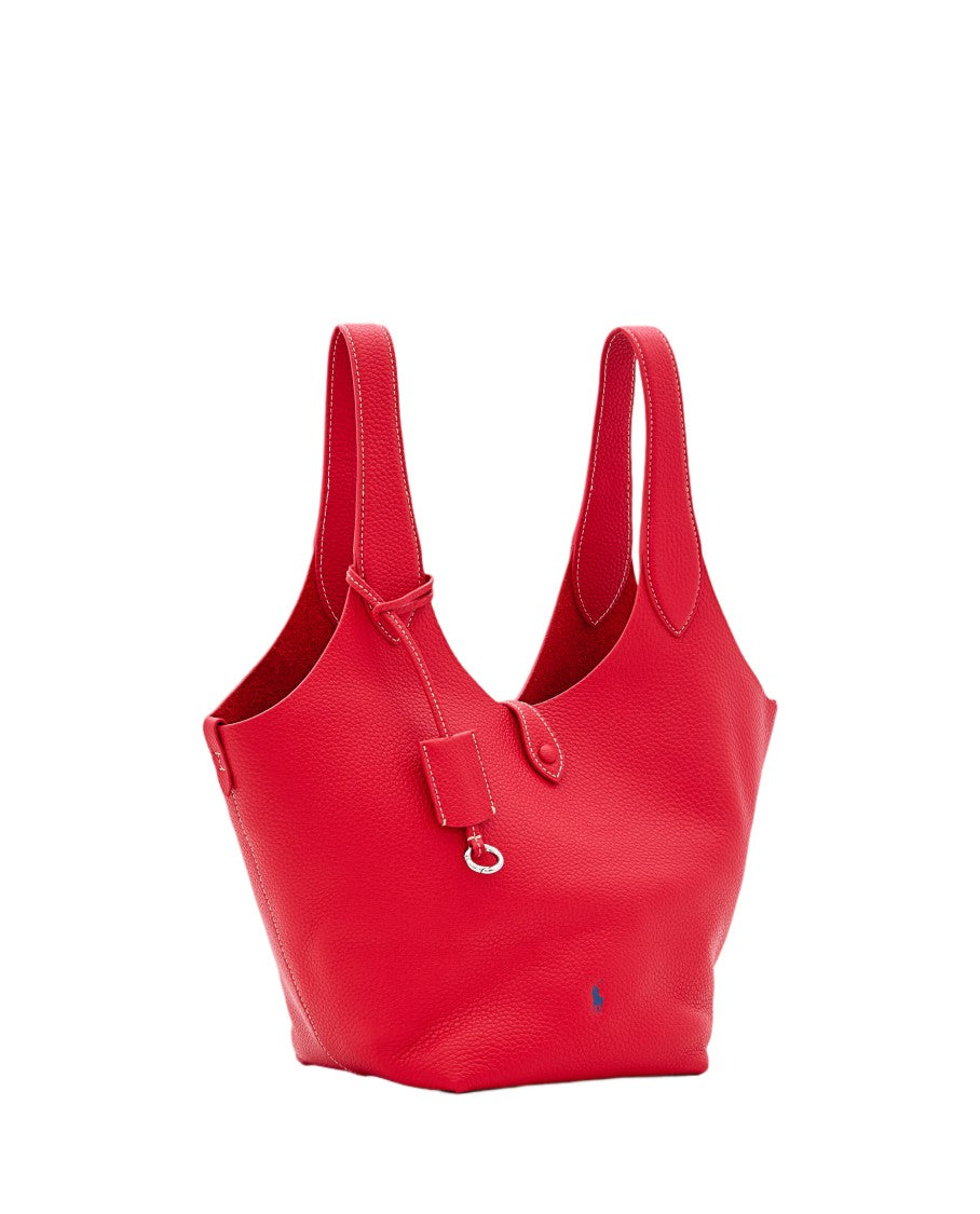 Polo Ralph Lauren Textured Leather Tote Bag With Spacious Compartment And Logo Detail
