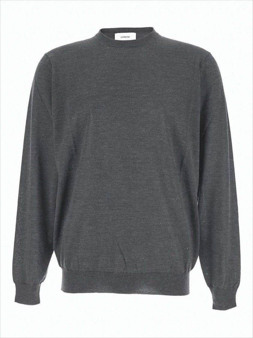 Lardini Classic Crew Neck Grey Wool Sweater
