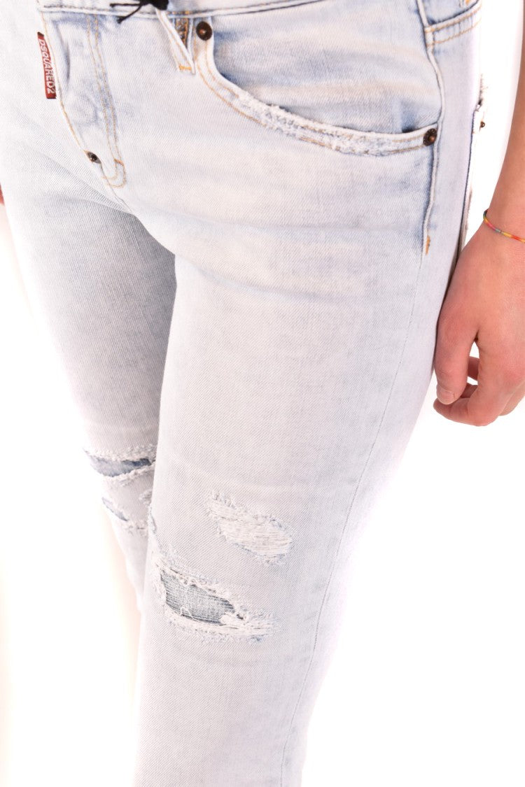Dsquared2 Distressed Light Denim Cropped Jeans