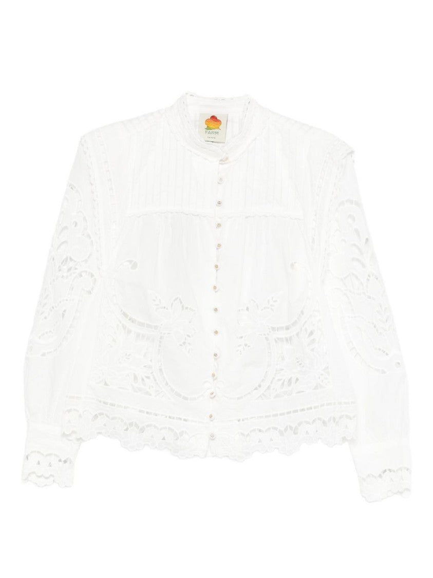 Farm Rio White Richelieu Embroidery Cotton Blouse