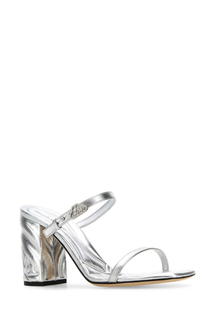 Alexander Mcqueen Silver Leather Seal Mules