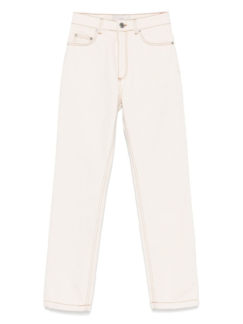 Ami Ecru Cotton Jeans With Concealed Fly