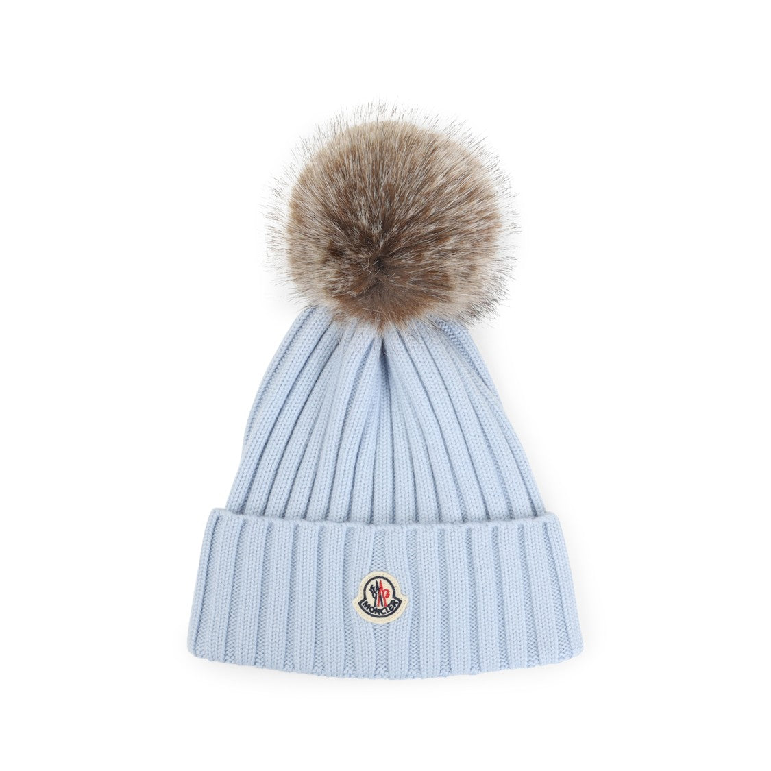 Moncler Ribbed Knit Hat With Fluffy Pom-Pom