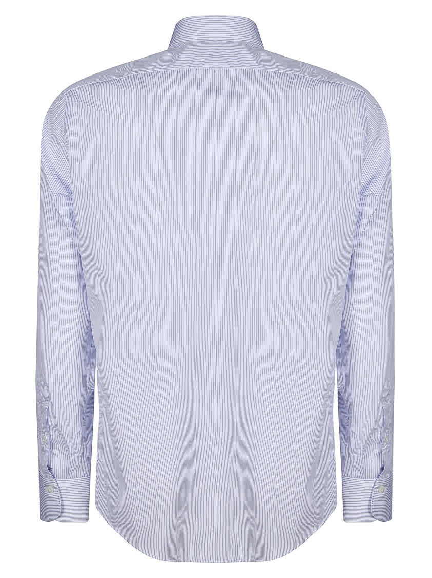 Finamore Tailored White Cotton Shirt With Classic Button-Down Collar