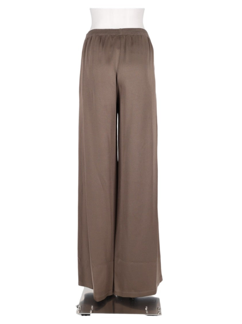 Fabiana Filippi Wide-Leg Brown Trousers With Elastic Waistband And Subtle Sheen