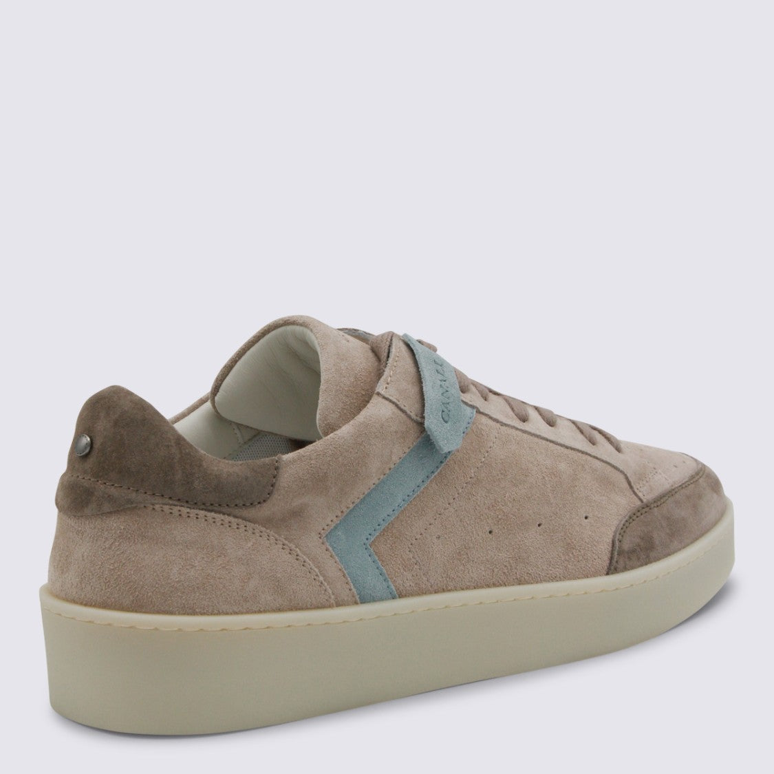 Canali Low-Top Suede Sneakers With Contrasting Chevron Detail