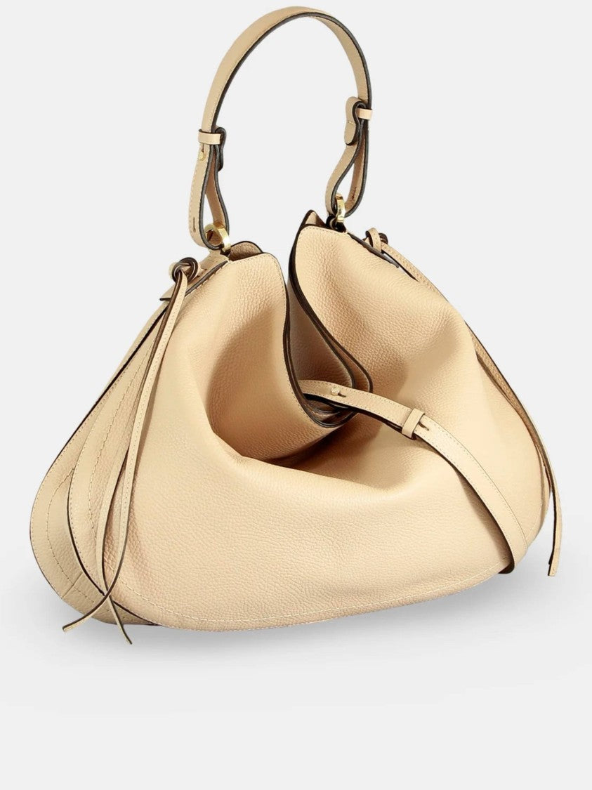 Loristella Beige Carola Pebbled Slouchy Handbag
