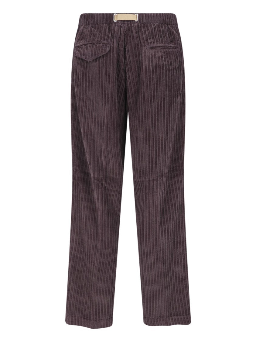 White Sand Bordeaux Cotton Corduroy Straight-Leg Pants