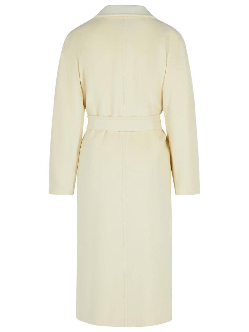 Max Mara Madame' Virgin Wool And Ivory Cashmere Coat