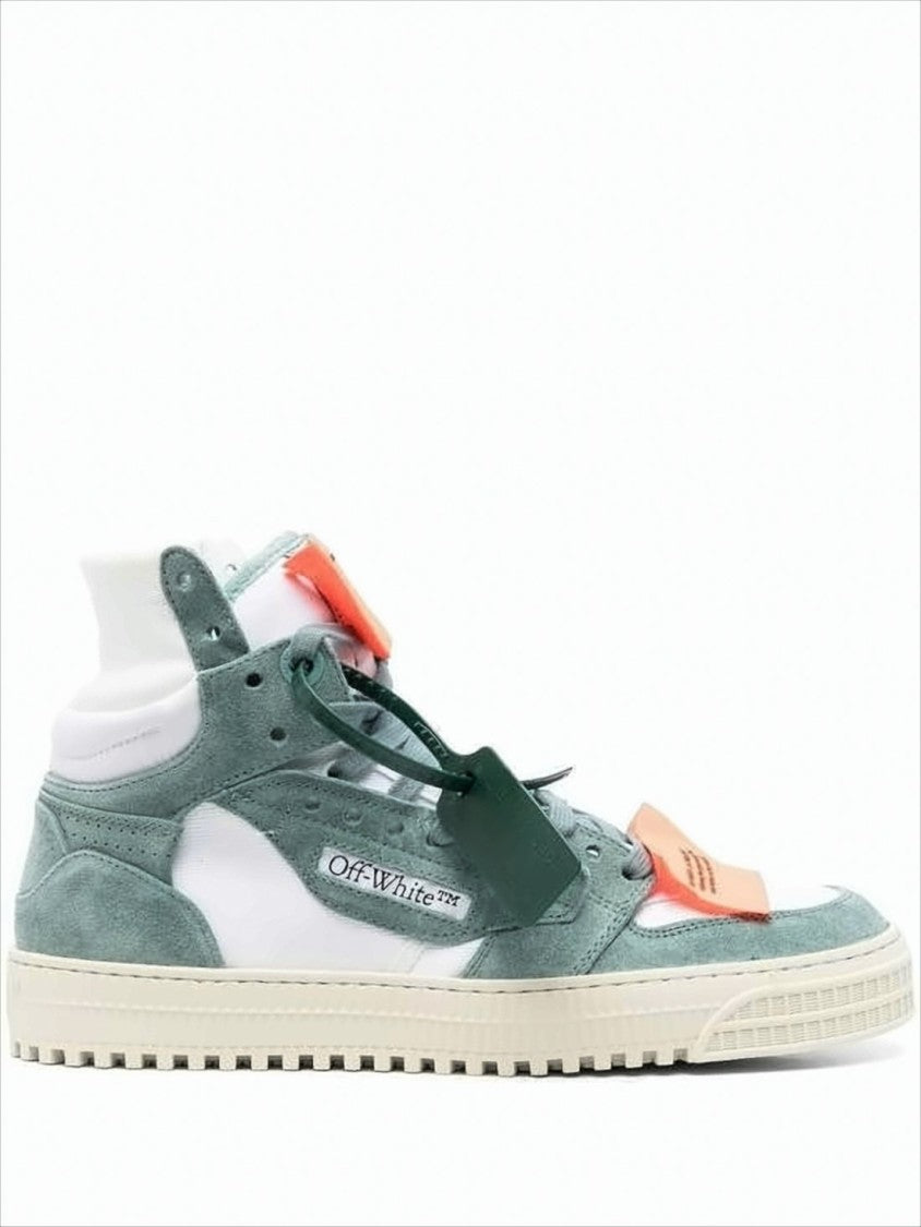 Off-White High-Top Sneakers With Arrow Logo And Textured Sole