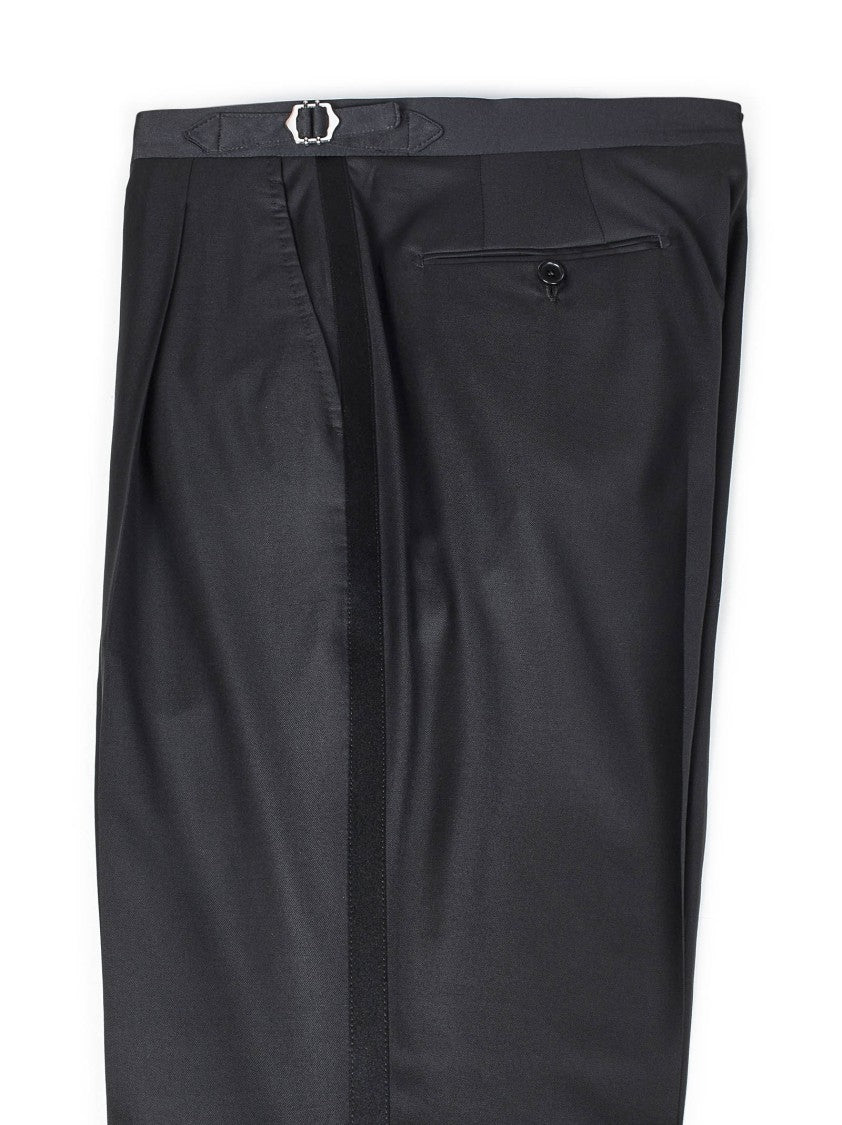 Franzese Collection Tuxedo Suit Tailored In Black Super 150'S Merino Wool