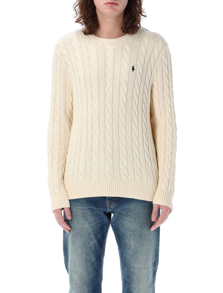 Polo Ralph Lauren Textured Cable Knit Sweater With Ribbed Neckline
