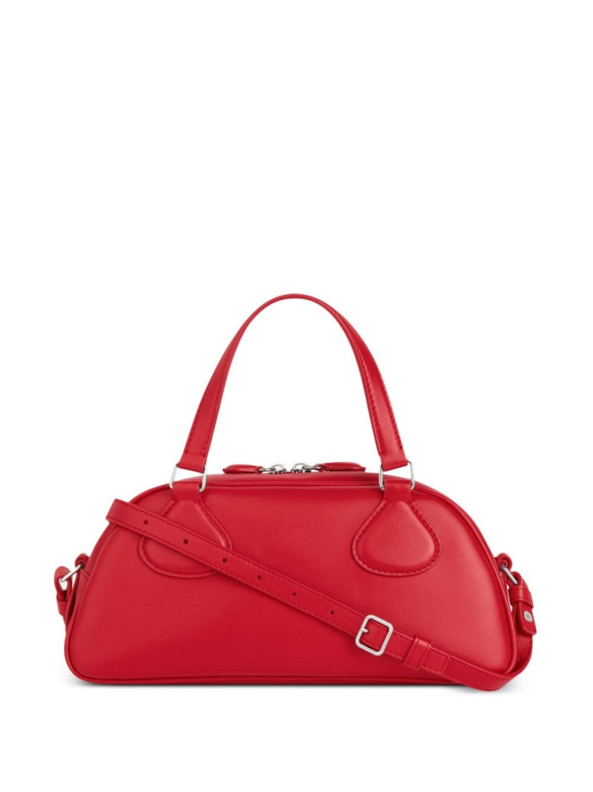 Courrèges Elongated Red Leather Bag With Silver-Tone Hardware
