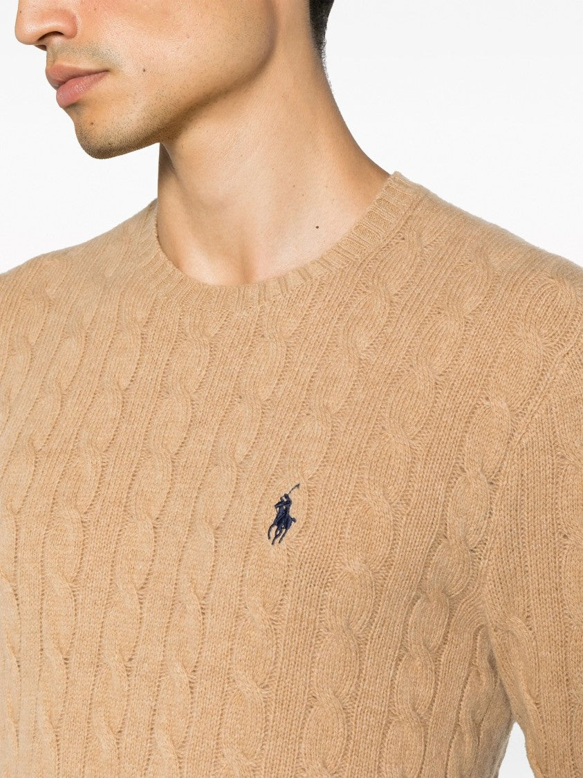 Polo Ralph Lauren Classic Cable Knit Long Sleeve Pullover With Embroidered Logo