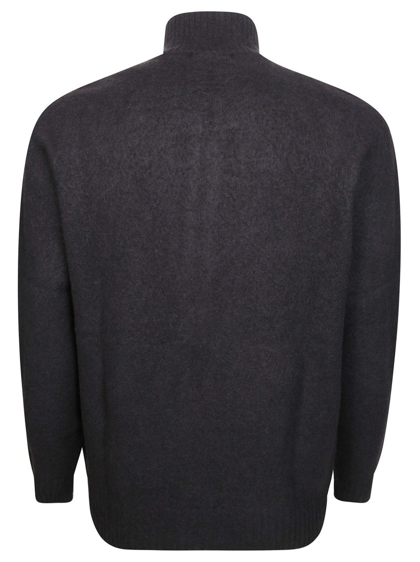 Drumohr Cardigan Zip Merino Wool Ribbed Zip-Through Cardigan