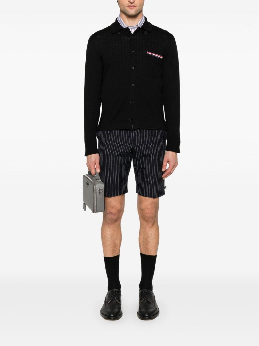 Thom Browne Button-Front Knit Cardigan With Grosgrain Detailing