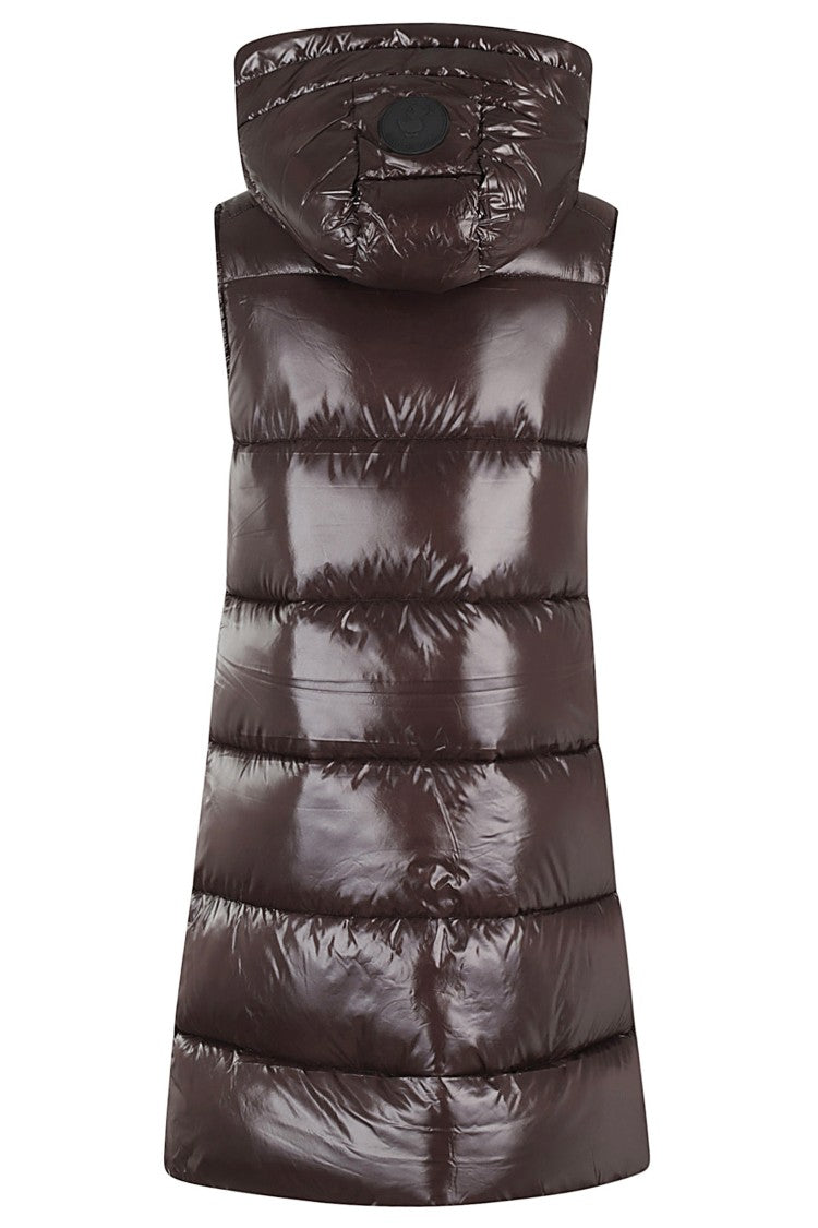 Save The Duck Brown Iria Quilted Maxi Gilet