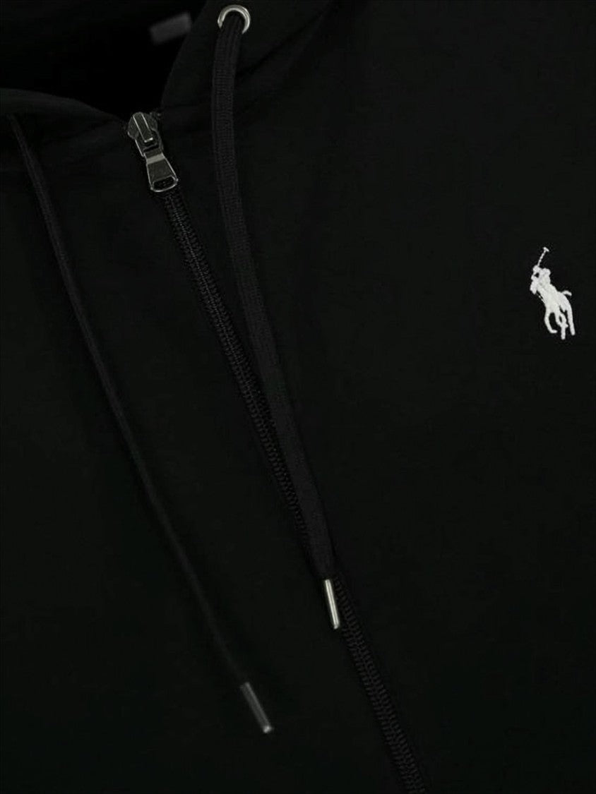 Polo Ralph Lauren Black Zip-Up Hoodie With Drawstring Hood