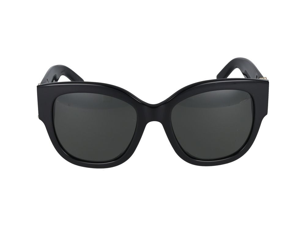 Saint Laurent Black Metallic Logo Oversized Square Sunglasses