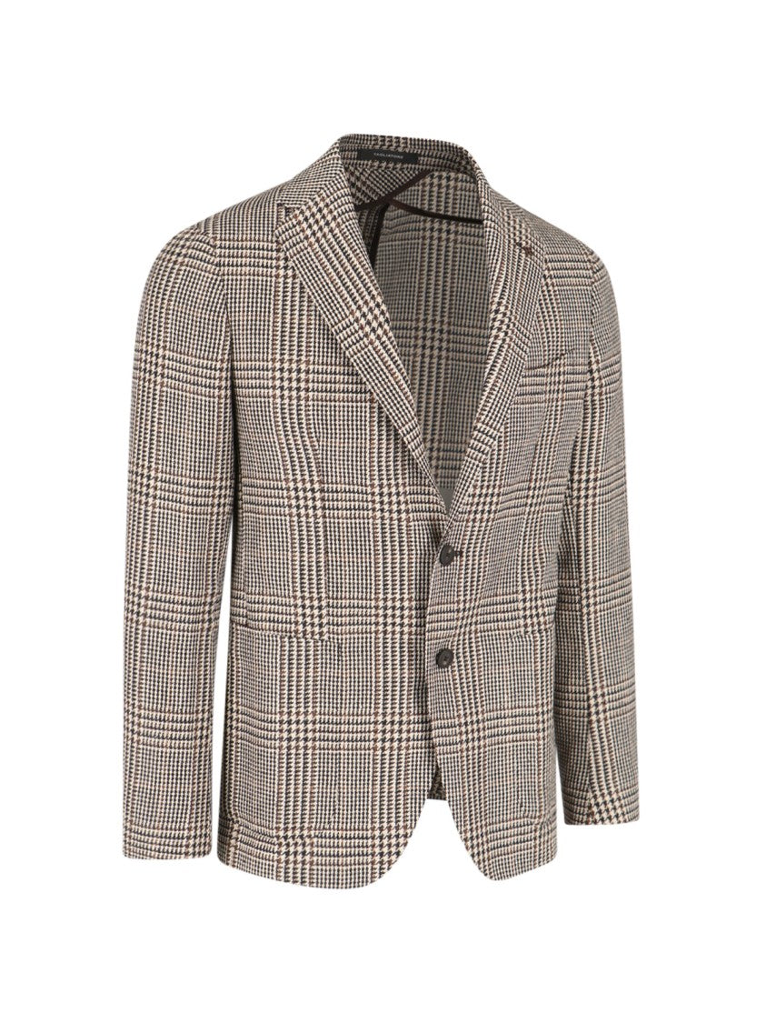 Tagliatore Beige Pied De Poule Wool-Blend Blazer