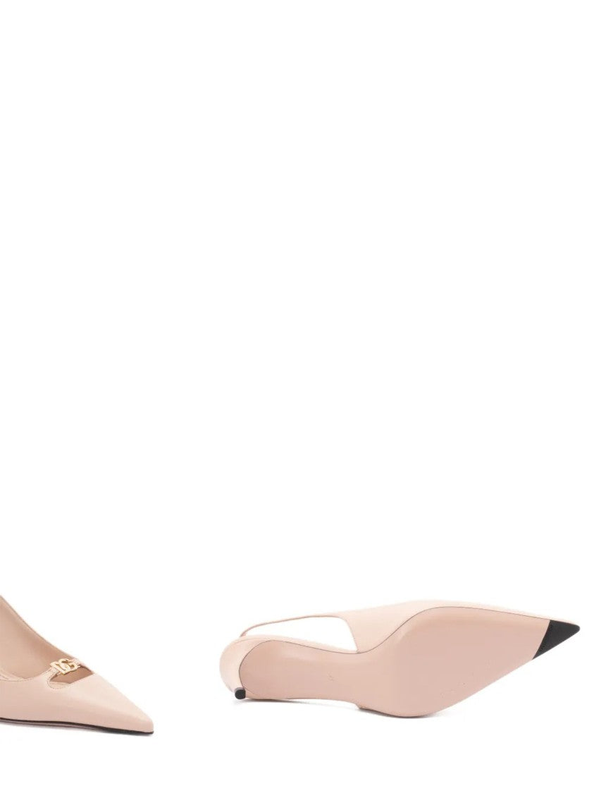 Dolce & Gabbana Pointed-Toe Slingback Heels In Smooth Nappa Leather