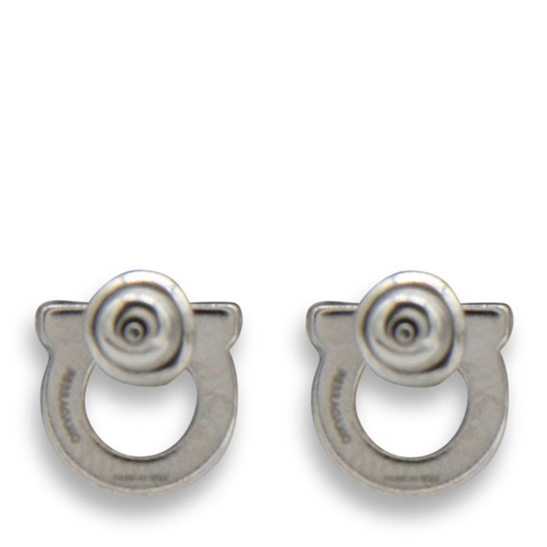 Ferragamo Silver Crystal-Embellished Horseshoe Earrings By Ferragamo