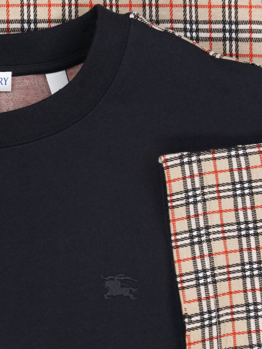 Burberry Black Check Cotton Printed T-Shirt