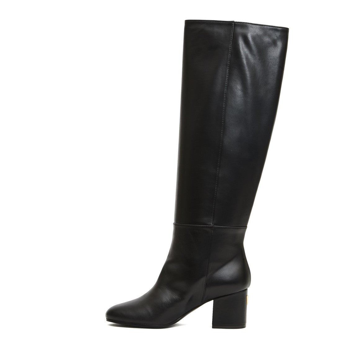 Via Roma 15 Knee-High Black Leather Boot With 70Mm Block Heel