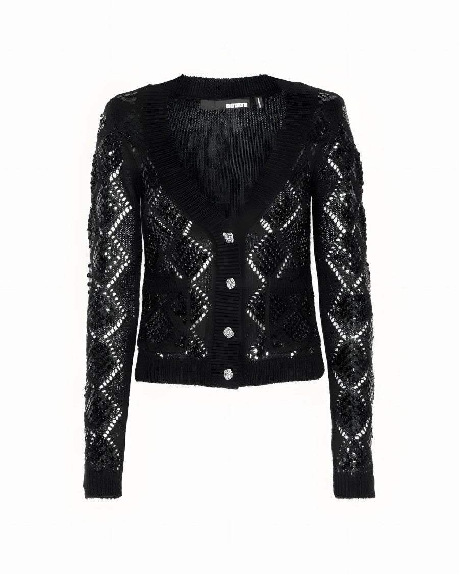 Rotate Openwork Cardigan With Sequins