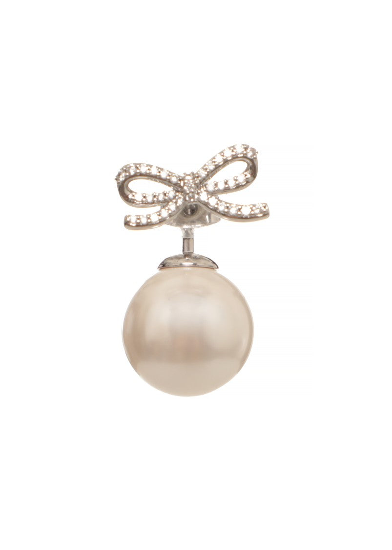Self-Portrait Crystal-Embellished Bow-Shaped Pearl Earrings