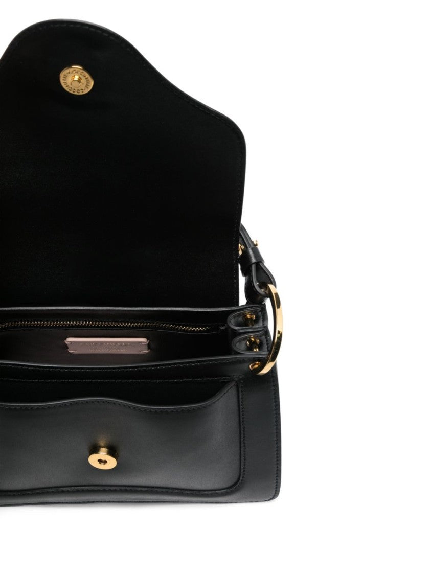 Coccinelle Nero Vitello Leather Handbag With Gold-Tone Clasp