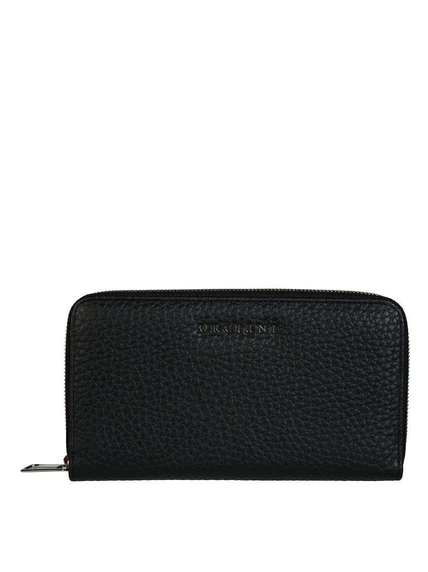 Orciani Zip-Around Textured Leather Wallet